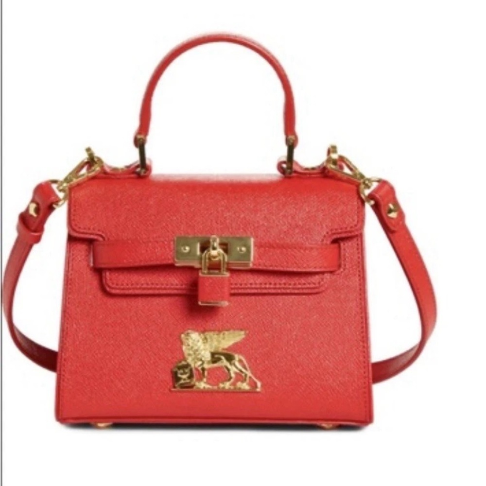 Brand New MCM Heritage Satchel in Visetos In Red Color, With Dust Bag And Card